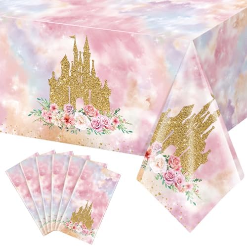 6 Pack Princess Tablecloths for Birthday Decorations