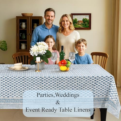 CPC Cotton Print Club 60x60 Inch Apatite Blue Tablecloth