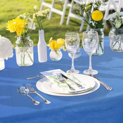 Qi Boo 3 Pack Blue Paper Tablecloths for Rectangle Tables 54x108 Inch