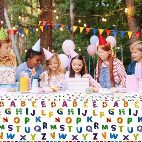 3Pcs Colorful ABC Alphabet Tablecloth 54x108 Inch Rectangular