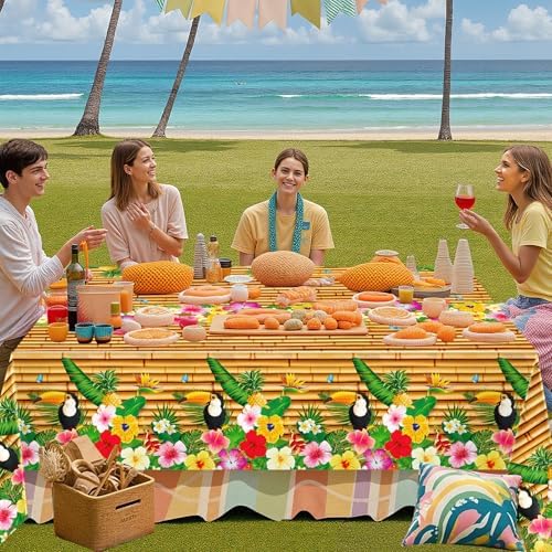 4 Pack Hawaiian Luau Tablecloths 54 x 108 Inches
