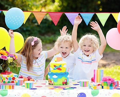 Mulbozy Colorful Balloons Plastic Tablecloth - 2 Pack 108 x 54 Inch