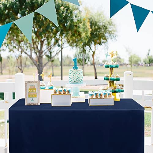 Obstal 2 Pack Water Resistant Tablecloths for 4 Foot Rectangular Tables - Navy