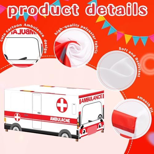 Cumule 6 Ft Ambulance Themed Tablecloth