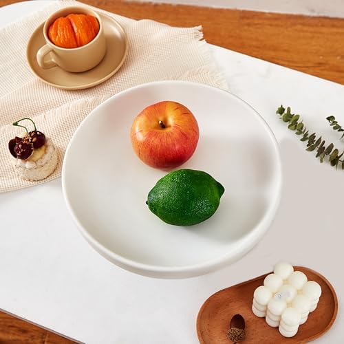 Denique White Ceramic Fruit Bowl 10 Inch