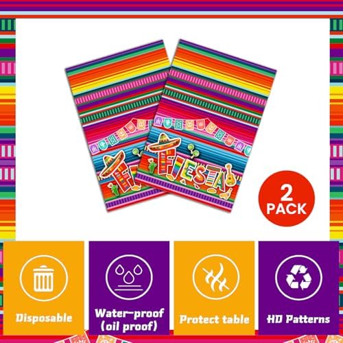 2 Pcs Plastic Tablecloths 54108 Fiesta Party Decorations