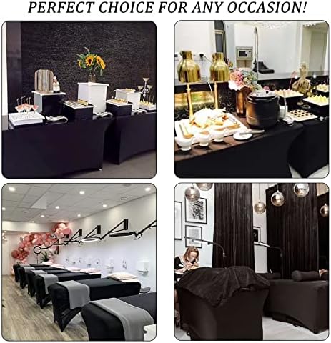 4 Pack 6 Foot Black Spandex Table Cloth for Folding Tables