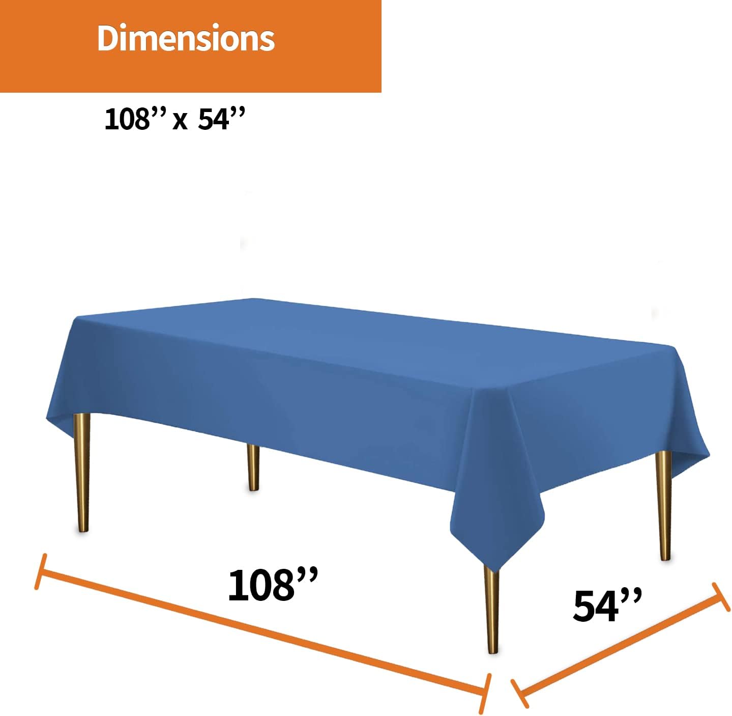 Blue Disposable Plastic Tablecloth for Rectangle Tables 12 Pack