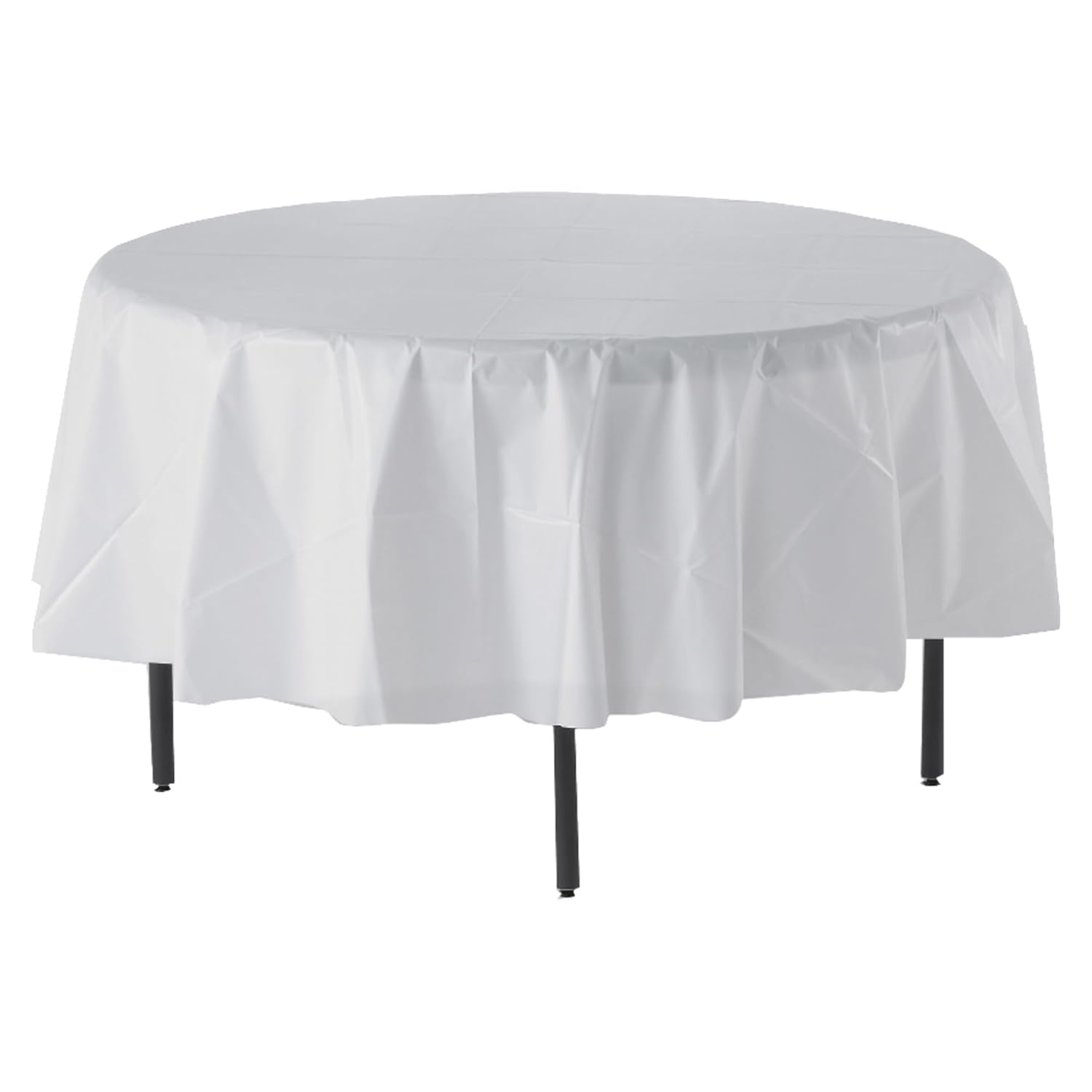 Genuine Joe GJO10330 Plastic Table Cover 84 White Pack of 6