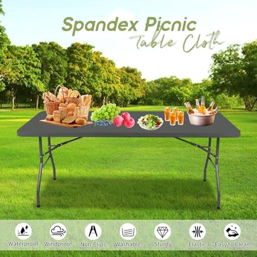 12 Pcs Spandex Table Cloth for 8 Foot Tables Grey 30x96