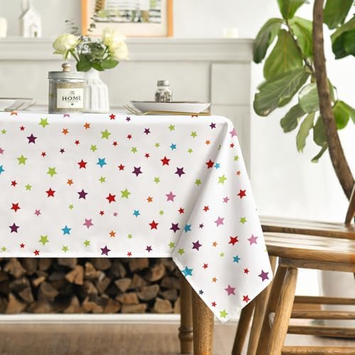 Horaldaily White Birthday Tablecloth 60x84 Inch
