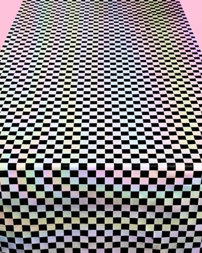 Xo Fetti Black Iridescent Checkered Tablecloth - 9ft x 4ft