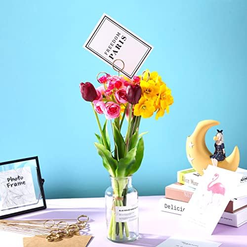 Hotop 30 Pcs Gold Floral Card Holder Stick for Wedding and Party