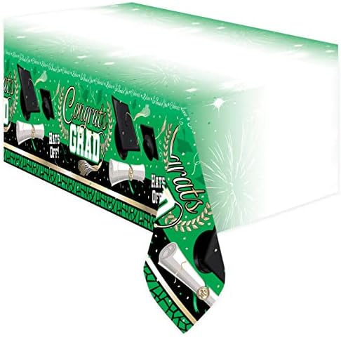 Treasures Gifted Green Graduation Tablecloths - 3 Pack 54 x 108 Inches