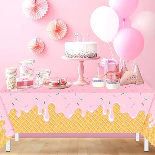 UROINEPA Ice Cream Party Decorations 3Pcs Tablecloths