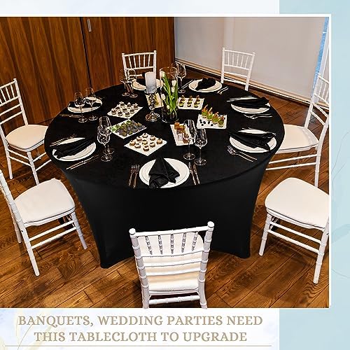 Peryiter 15 Pack Black Spandex Round Tablecloth
