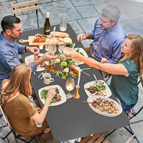 12 Pcs Spandex Table Cloth for 8 Foot Tables Grey 30x96