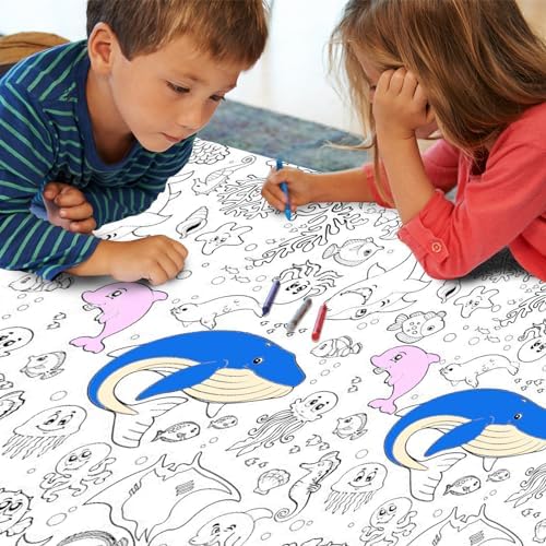 Ocean-Themed Giant Tablecloth for Kids 54x108 Inch