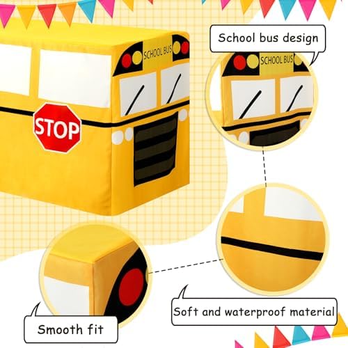 Oudain 2 Pcs School Bus Tablecloths Party Decorations