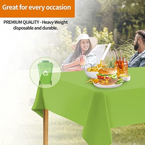 Lime Green Disposable Tablecloth for Rectangle Tables 12 Pack