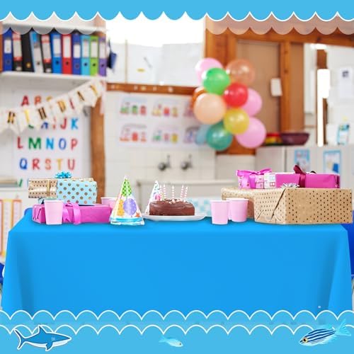 Kinlop 12 Pcs Plastic Sky Blue Tablecloths for Parties