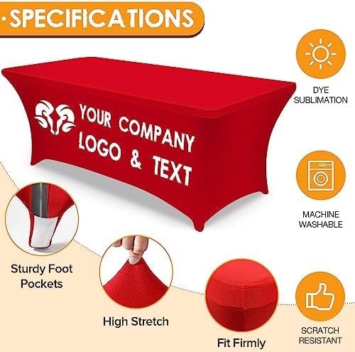 Custom Tablecloth with Business Logo 4FT Rectangular Spandex
