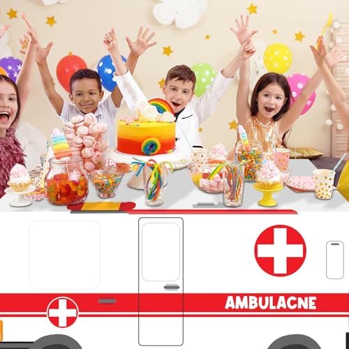 Cumule 6 Ft Ambulance Themed Tablecloth