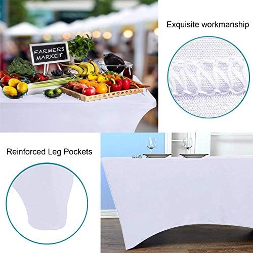 Reliancer 2 Pack 6FT Rectangular Spandex Table Cover for Outdoor Events and Banquets