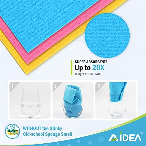 AIDEA Swedish Dish Cloths 20 Pack Reusable Kitchen Towels