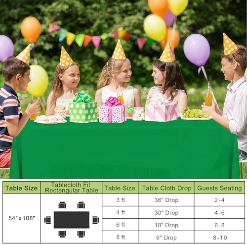 Smiry Disposable Table Cloth 12 Pack Waterproof Rectangle Green