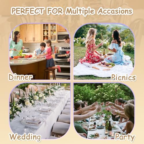 MYSKY HOME 60x84 Inch Waterproof Table Cloth with Beige Tassels