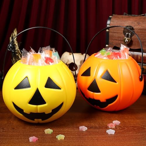 Didiseaon 2Pcs Pumpkin Candy Bucket Halloween Decor