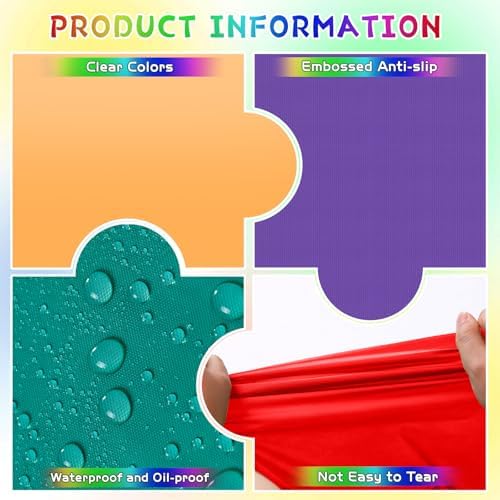 6Pcs Rainbow Neon Plastic Tablecloths Set 54x72 Inch