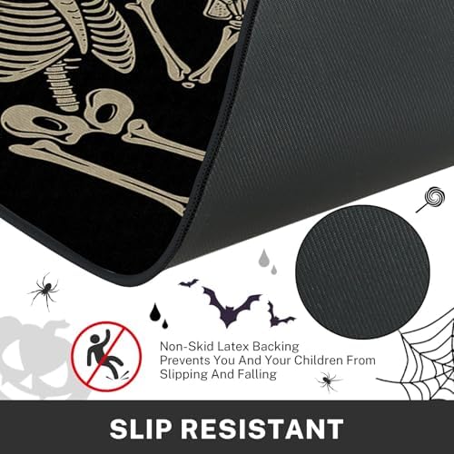 ArtSocket Halloween Skeleton Kitchen Rugs Set of 2 Non-Skid Washable