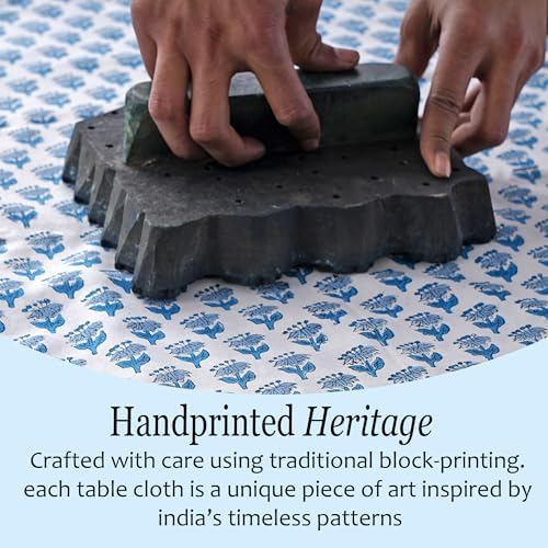 CPC Cotton Print Club 60x60 Inch Apatite Blue Tablecloth
