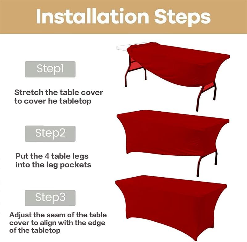 Spandex Table Cover 6 Ft - Stretchable Tablecloth for Home Events and Parties