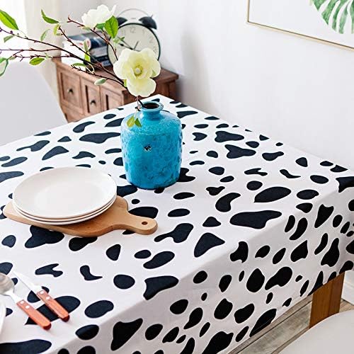 6 Pack Disposable Black and White Cow Print Plastic Tablecloth 108x54 Inches