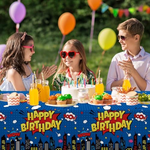 3Pcs Hero Themed Birthday Tablecloths Decorations