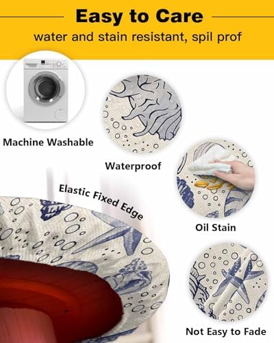 Coastal Starfish Round Waterproof Table Cover for Indoor Outdoor Use