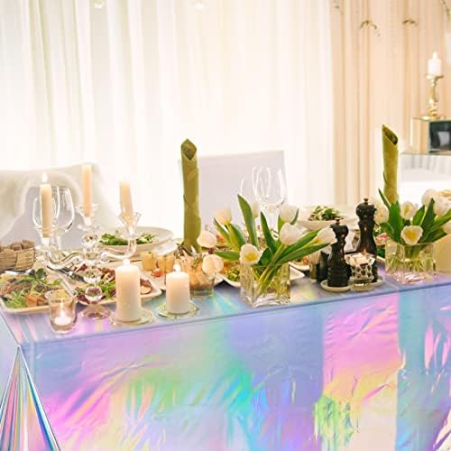 6 Pack Iridescent Laser Tablecloths for Parties