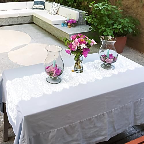 4 Pcs White Lace Table Runners 14x120 Inch Vintage Boho Table Runner for Wedding Bridal Shower Decor
