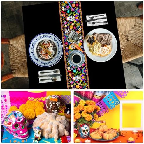 Oudain 6 Pcs Fiesta Tablecloth 108 x 54 Inch Waterproof Plastic Table Cover for Mexican Festive Events