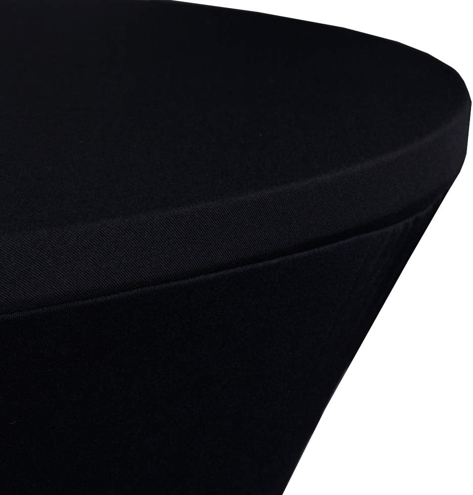 JISEN Cocktail Spandex Fitted Stretchable Elastic Tablecloth Black