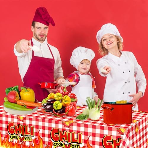 Chili Party Tablecloths 2 Pcs for Cook Off Decorations