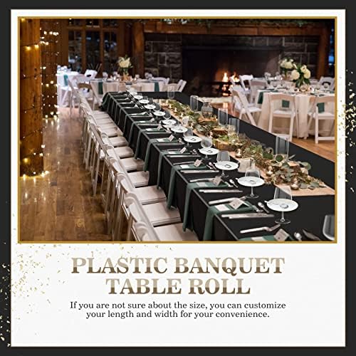 Moukeren 2 Pieces 54 Inch x 300 Feet Plastic Tablecloth Roll with Slide Cutter