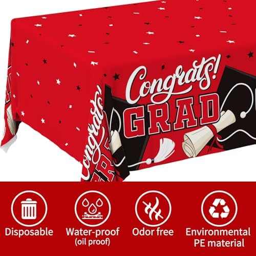 Gatherfun Graduation Decorations 2025 Kit 2 Pcs Red Tablecovers