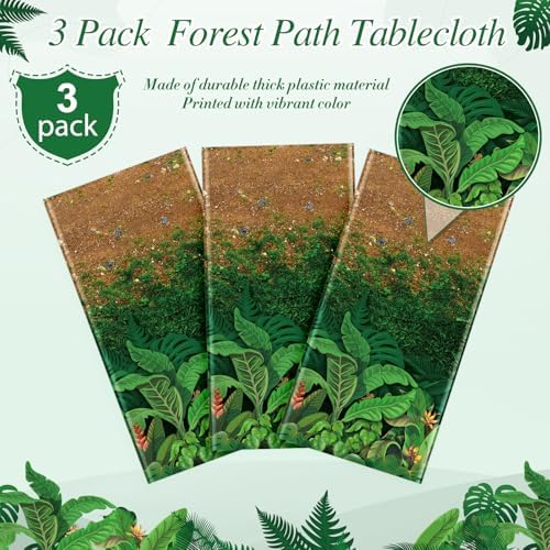 3Pcs Forest Path Plastic Tablecloths for Jungle Themed Parties
