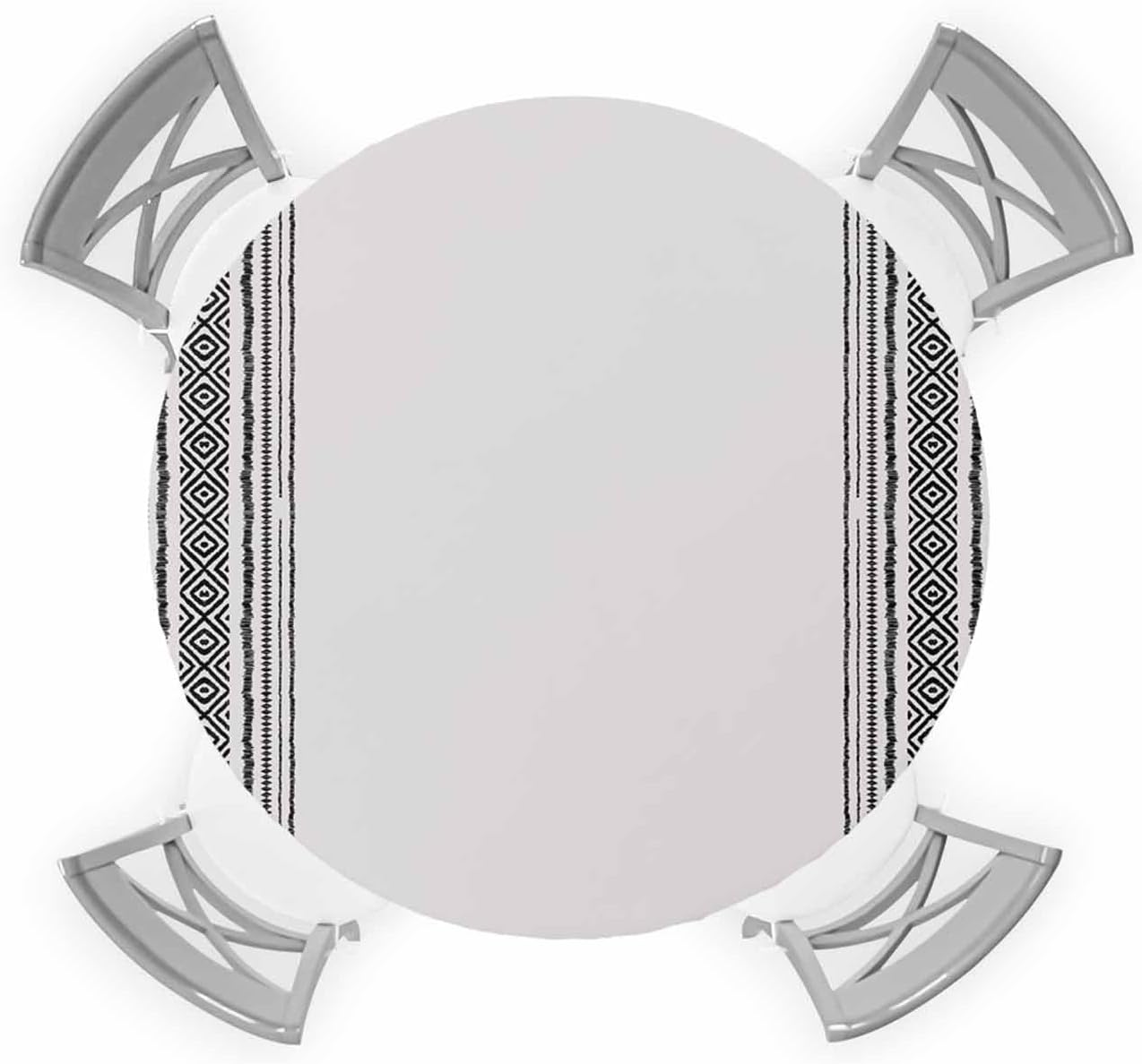 Grey Boho Round Waterproof Table Cover for Indoor Outdoor Use