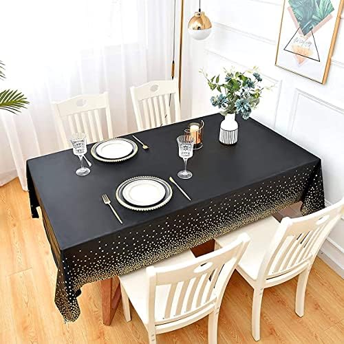 8 Piece Green and Gold Plastic Tablecloth 54x108 Inch