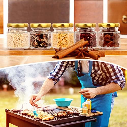 Nuogo 100 Pack Mini Hexagon Glass Jars with Lids